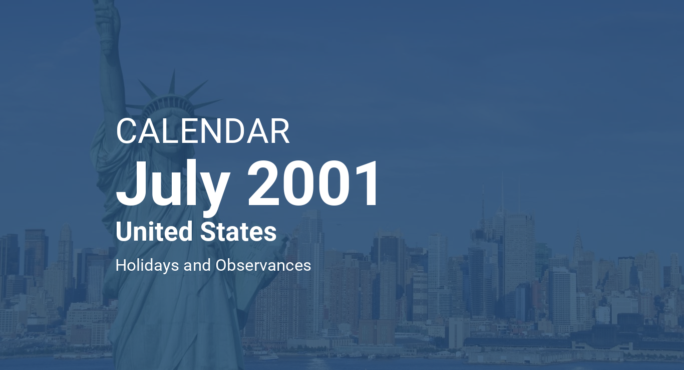 July 2001 Calendar United States